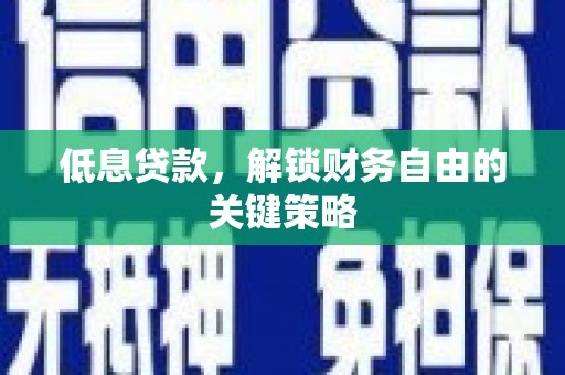 零陵低息贷款，解锁财务自由的关键策略